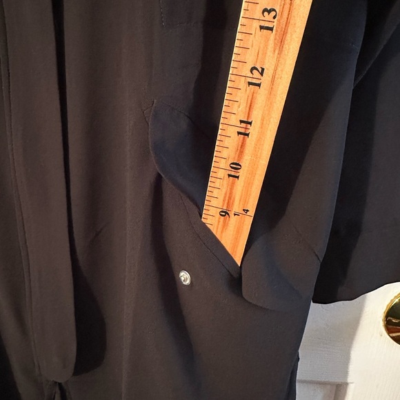 NWT WYNNE LAYERS Medium Black Sheer Long Zippered Tunic Jacket Pocket Hidden Zip - Picture 5 of 16